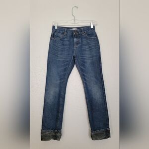Epic Threads Slim Straight Cuffed Camo Blue Denim Jeans